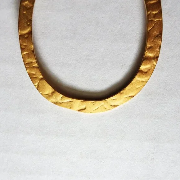 Vintage Artisan Large 2” Hammered Goldtone Oval Hoop Earrings Gypsy Pierced - Picture 5 of 5